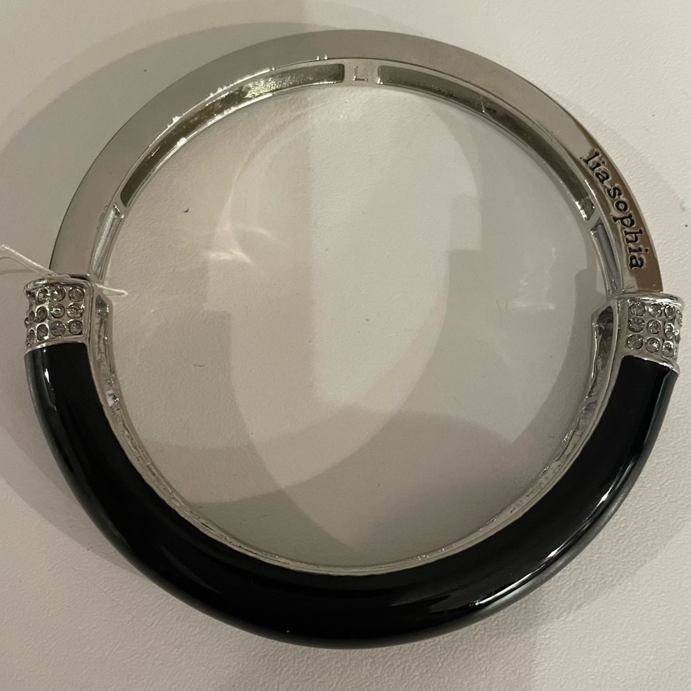 Lia Sophia Retired Chromatic Black and Silver Rhinestone Bracelet NWT